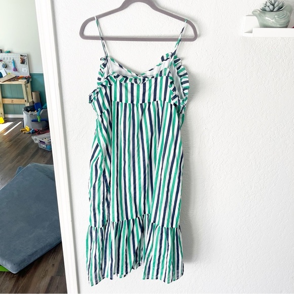J. Crew Dress Women's XL Factory Striped Ruffle Tiered Midi Beachy AY343 - Picture 6 of 9